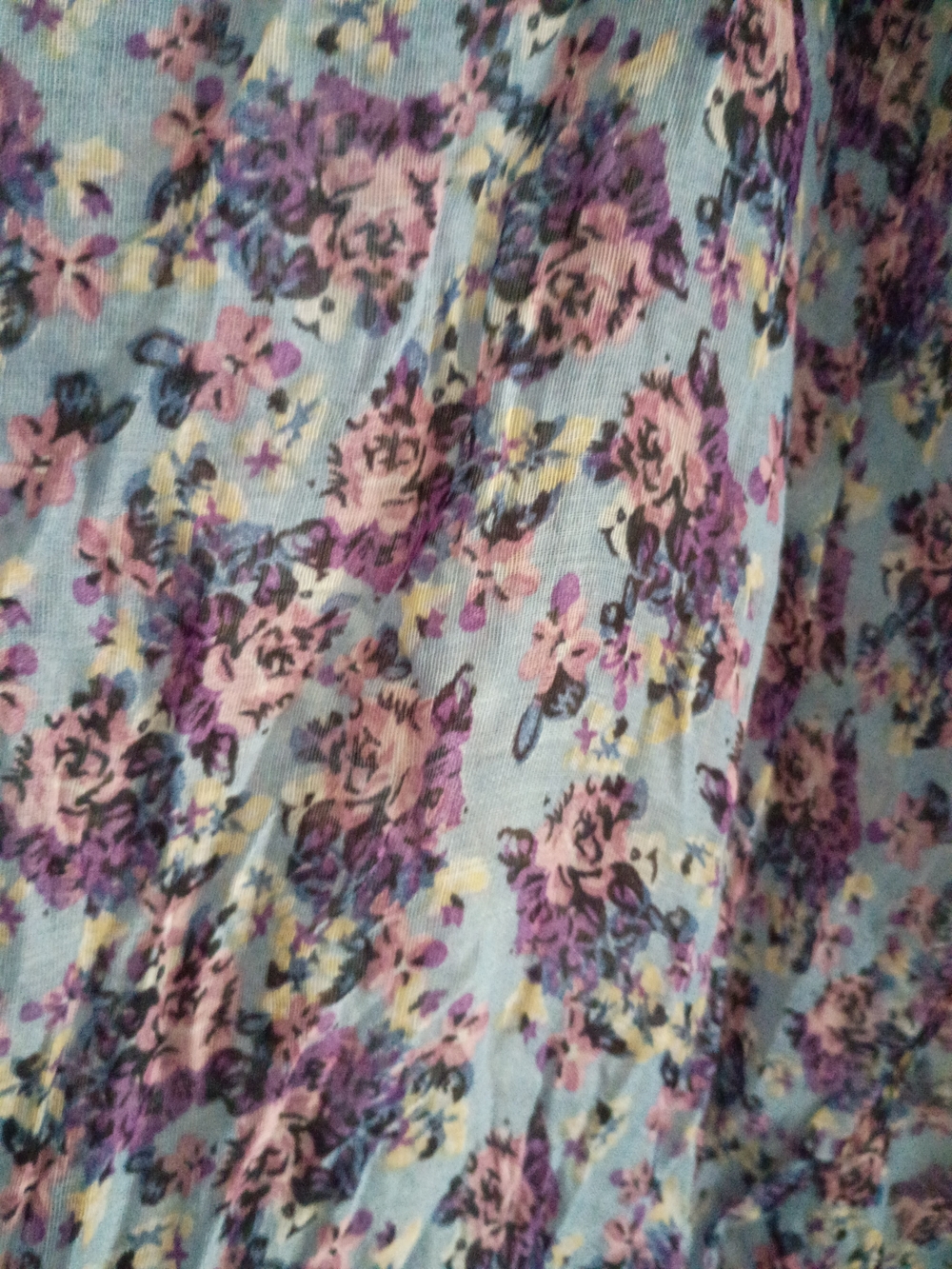 Light Blue Floral Ruffle Scarf - Picture 7 of 8